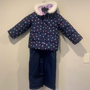 Carter’s Navy & Multi Colored Hearts Winter Snow Suit Set 5T